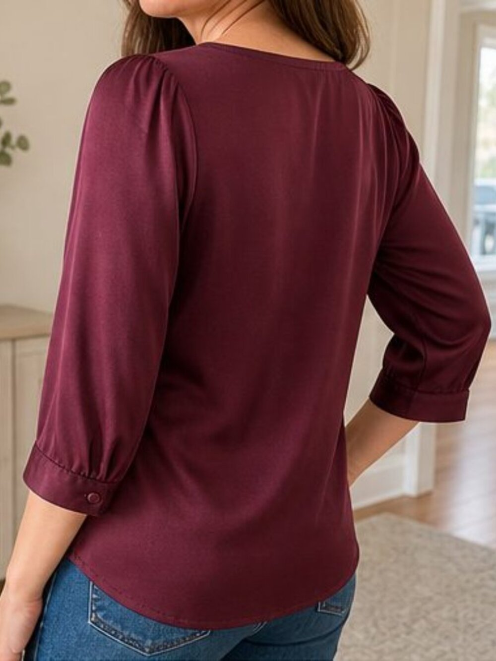 Burgundy Tunic Blouse - Picture 3 of 6